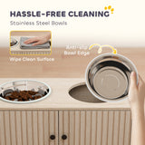 Raised Dog Bowls with Storage, 2 Stainless Steel Food and Water Bowl Non-Slip