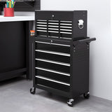 14 Drawer Rolling Tool Chest, Lockable Tool Storage Cabinet with Detachable Top Toolbox