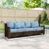 PE Wicker Outdoor Couch Sofa, 4-Seater Modular Patio Furniture Lounge Set with 2 Loveseats
