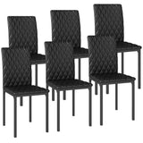 Modern Dining Chairs Set of 4, Upholstered Faux Leather Kitchen Chairs with Rhombic Tufting and Metal Legs for Living Room