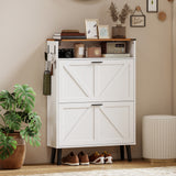 Shoe Storage Cabinet with 2 Flip Drawers, Holds Up to 16 Pairs