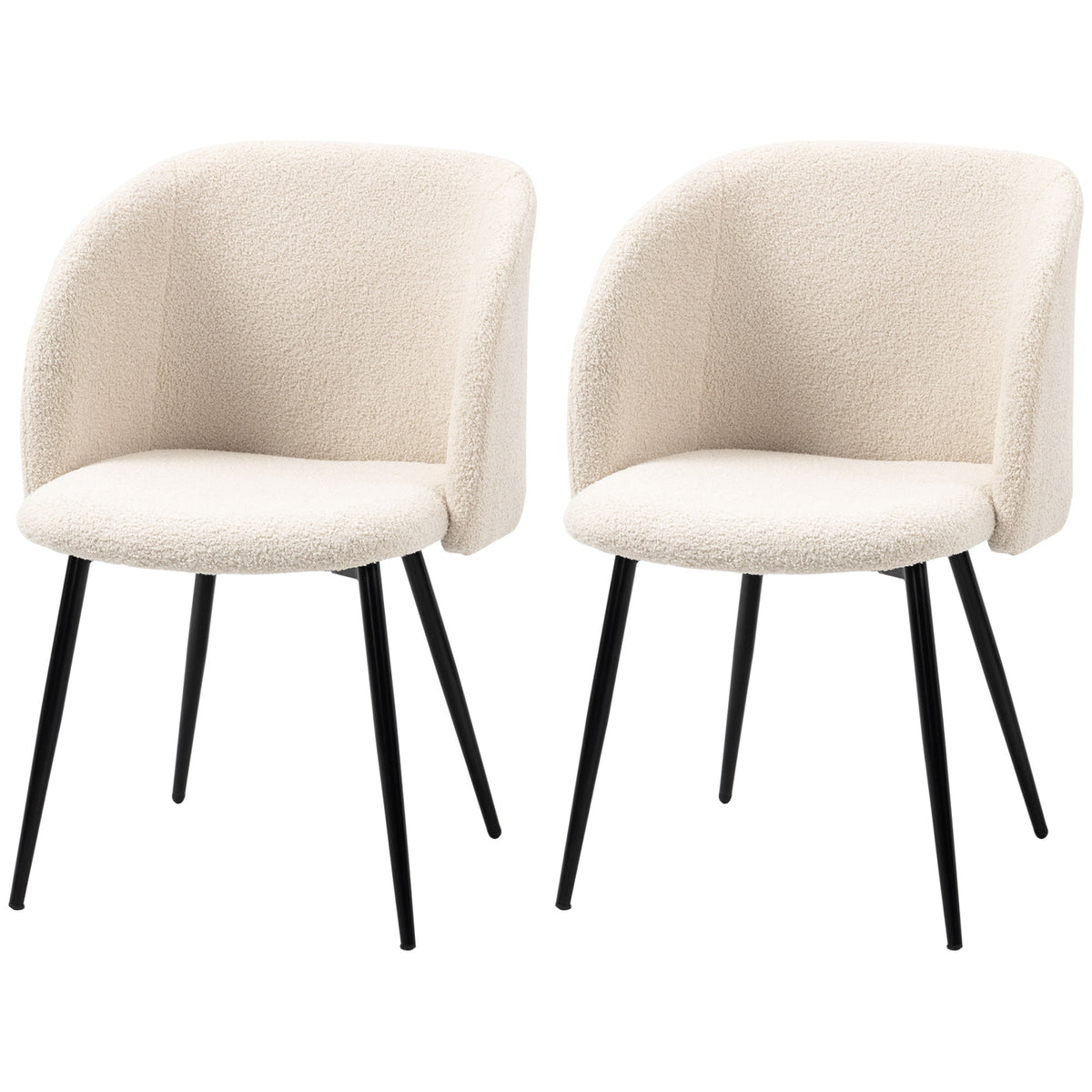 Lot de 2 chaises de salle à manger, chaises de cuisine rembourrées en tissu sherpa avec dossier et pieds en acier