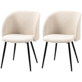 Lot de 2 chaises de salle à manger, chaises de cuisine rembourrées en tissu sherpa avec dossier et pieds en acier