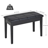 Banc de piano classique, siège de clavier rembourré en cuir PU avec pieds en bois caoutchouté et compartiment de rangement pour musique
