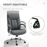 Chaise de bureau pivot dossier haut, tissu lin ergonomique ajustable, hauteur réglable