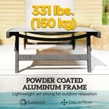 Outdoor Lounge Chair Set of 2, Tanning Chair with Wheels, Breathable Mesh for Patio
