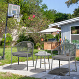 3-Piece Rattan Bistro Set, Garden Seating Group with 2 Armchairs and Coffee Table