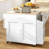 Kitchen Island with Storage, Rolling Kitchen Cart with Foldable Drop Leaf