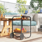Outdoor Grill Cart with Storage, 2-Tier Bar Cart on Wheels with Side Handle, Steel Frame for Indoor Outdoor