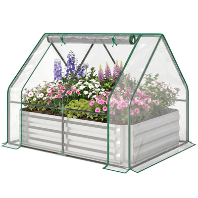 Steel Outdoor Raised Garden Bed with Greenhouse, 50