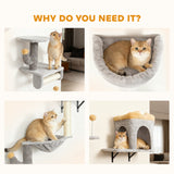 Cat Wall Shelves, 4 Pcs Cat Wall Furniture Set with Scratching Posts