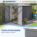 4.6' x 9' Steel Outdoor Storage Shed, Metal Tool House with Foundation Kit, Lockable Doors, Gloves and 2 Air Vents for Backyard