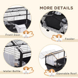 Guinea Pig Cage with Foldable Detachable Playpen, Rolling Rabbit Chinchilla Hedgehog Bunny Cage Small Animal Habitat with Water Bottle, 34.5