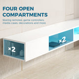 TV Stand with RGB LED Lights, Entertainment Center with Open Shelves for 75 Inch TV