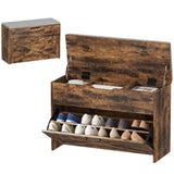 Shoe Storage Bench with Flip Drawer and Lift Top Storage