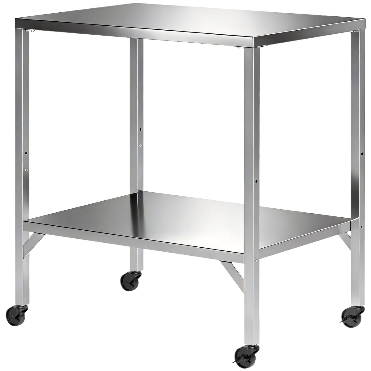 Outdoor Grill Cart with Stainless Steel Tabletop, Pizza Oven Stand with Shelf, Lockable Wheels, Rolling BBQ Table