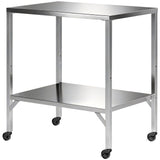 Outdoor Grill Cart with Stainless Steel Tabletop, Pizza Oven Stand with Shelf, Lockable Wheels, Rolling BBQ Table