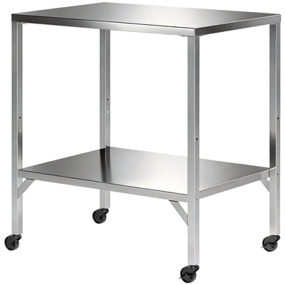 Outdoor Grill Cart with Stainless Steel Tabletop, Pizza Oven Stand with Shelf, Lockable Wheels, Rolling BBQ Table