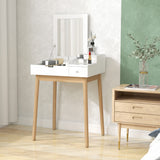 Coiffeuse avec miroir rabattable, commode moderne avec 2 tiroirs pour chambre à coucher