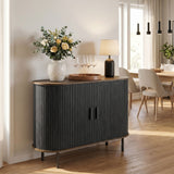 Sideboard Buffet Cabinet with Curved Tambour Doors and Storage