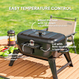 Charcoal BBQ Grill, Foldable Barbecue Grill with Warming Rack, Adjustable Vent