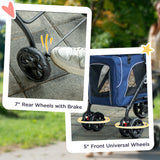 3-in-1 Double Pet Stroller for Small Miniature Dogs Cats with Removable Carrier, Foldable Travel Carrier Bag