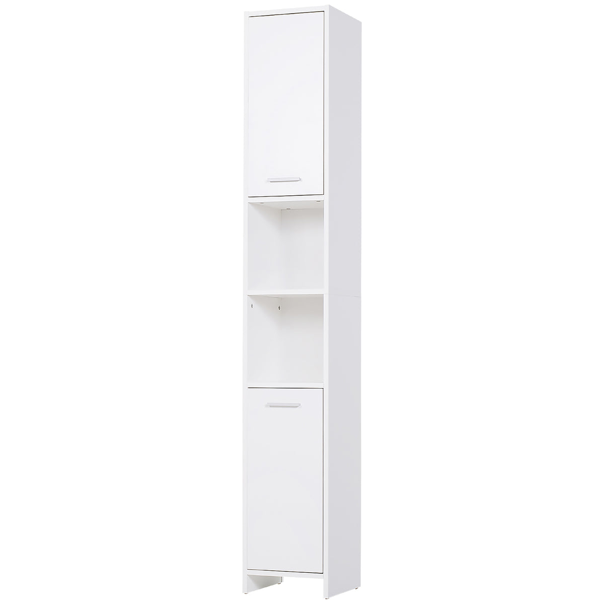 Tall Bathroom Vanities, Narrow Bathroom Cabinets with 2 Doors, Open Compartment and Adjustable Shelves
