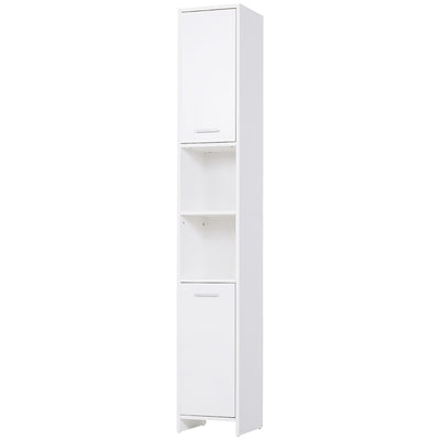 Tall Bathroom Vanities, Narrow Bathroom Cabinets with 2 Doors, Open Compartment and Adjustable Shelves