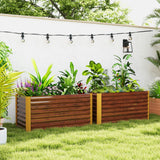 Set of 2 Galvanized Metal Planters for Outdoor Plants, 4' x 2' x 2' Raised Garden Bed