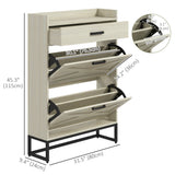 Slim Shoe Storage with 2 Flip Drawers and Adjustable Shelves Shoe Cabinet Organizer for 12 Pair
