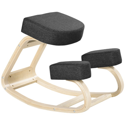 Ergonomic Kneeling Chair, Wood Kneel Stool with Thick Pads, Desk Knee Chair