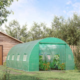Walk-in Tunnel Greenhouse, 19 x 10 x 6.6 ft Hoop House with Zipped Roll-Up Door, 8 Mesh Windows, Wind Resistance Level 4