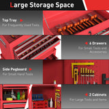 Large Tool Cabinet, 3-in-1 Rolling Tool Chest, Detachable Tool Storage Organizer with 6 Drawers and Pegboard