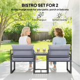 Outdoor Bistro Set, Patio Furniture Set with 2 Chairs and Side Table for Garden Balcony Poolside