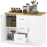 Kitchen Island with Storage Cabinets, 3 Drawers, 2 Adjustable Shelves and Sitting Space for Dining Room