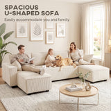 Modular U Shaped Couch, Sectional Sofa with Double Chaises and Spring Cushions