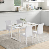 Modern Dining Chairs Set of 4, Upholstered Faux Leather Kitchen Chairs with Rhombic Tufting and Metal Legs for Living Room