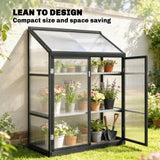 Polycarbonate Greenhouse with 2-Tier Shelves Gardening Green House for Patio Garden