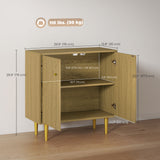 Sideboard with Adjustable Shelf, Buffet Cabinet with 2 Doors and Gold Steel Legs for Dining Room