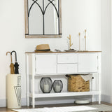Vintage Console Table with 2 Drawers and Cabinets, Retro Sofa Table for Entryway