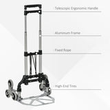 6-Wheels Stair Climber Hand Truck, Dolly Heavy Duty Folding Steel Load Cart with Adjustable Telescoping Handle for Moving