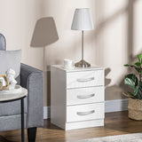 Modern Nightstand Set of 2, Bedside Tables with 3 High Gloss Drawers for Bedroom