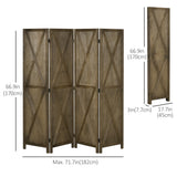 Paravent mural 4 panneaux style fermette avec conception repliable cadre en bois 5,6 pi
