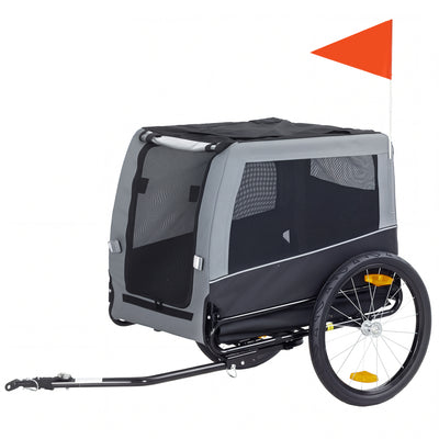 Dog Bike Trailer, Pet Cart Bicycle Carrier with Support Feet, Large Wheels, 2 Doors