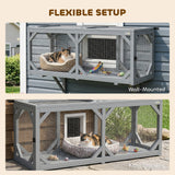 Cat Tunnel, Wooden Catio Outdoor Cat Enclosure with 2 Doors and Extendable Design