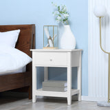 Modern Style Nightstand, Small End Table with Drawer and Storage Shelf for Bedroom
