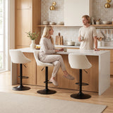 Bar Stools Set of 3, Swivel Counter Height Bar Stools with Back, Adjustable Linen-Look Bar Chairs