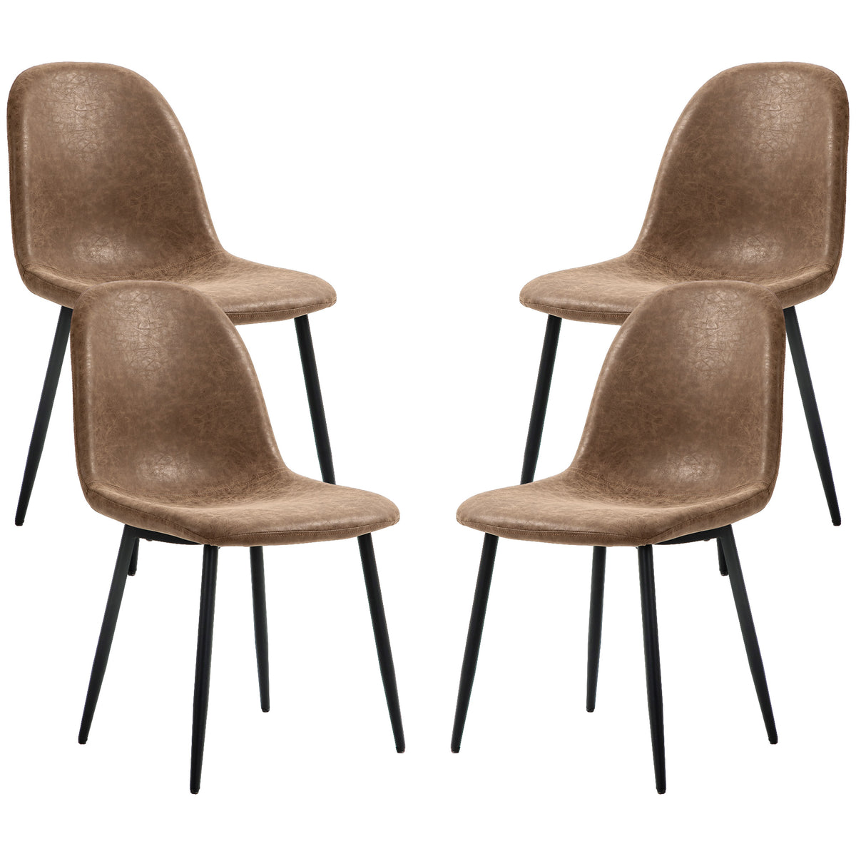 Ensemble Chaises Salle à Manger Rétro 4 Pièces, Chaises Cuisine Rembourrage Similicuir pour Salon