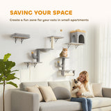 Cat Wall Shelves, 4 Pcs Cat Wall Furniture Set with Scratching Posts