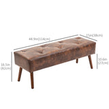 Banc de chambre à coucher, banc de bout de lit capitonné, banc d'entrée rembourré en similicuir avec pieds en bois
